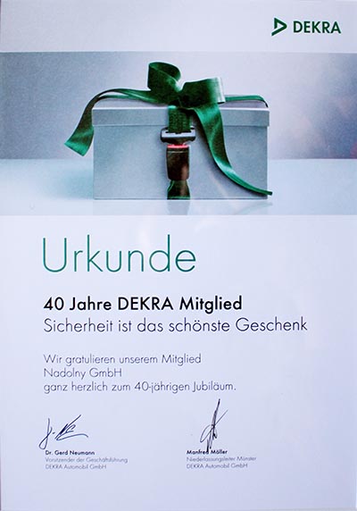 40 Jahre DEKRA-Mitglied